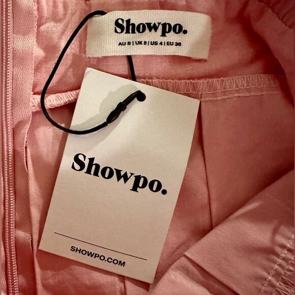 SHOWPO. Dress Amalie The Label Beccah Linen Off Shoulder Size 4 NEW WITH TAGS - Picture 7 of 10